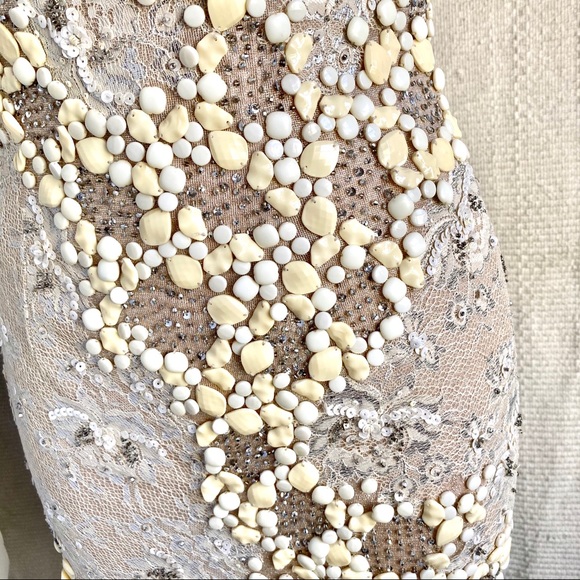 Vintage 4/6 Embellished Beaded Lace Formal Dress - Picture 6 of 8